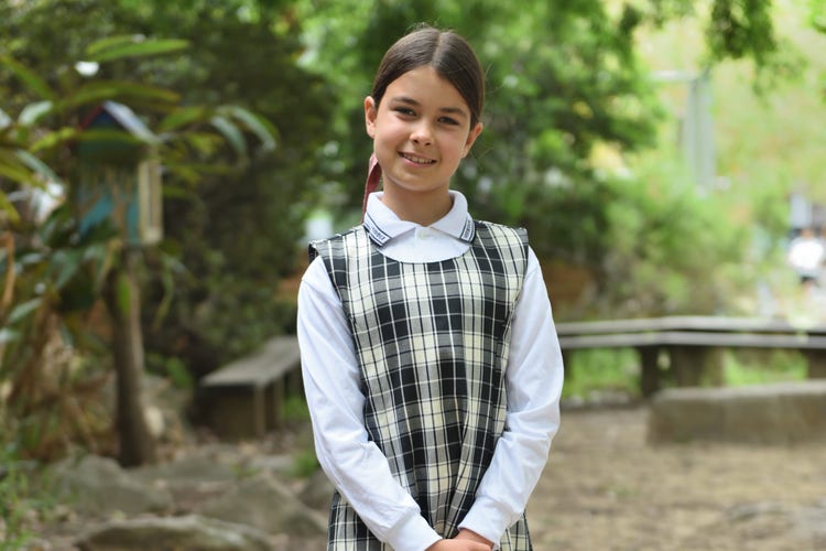 Single student in winter uniform